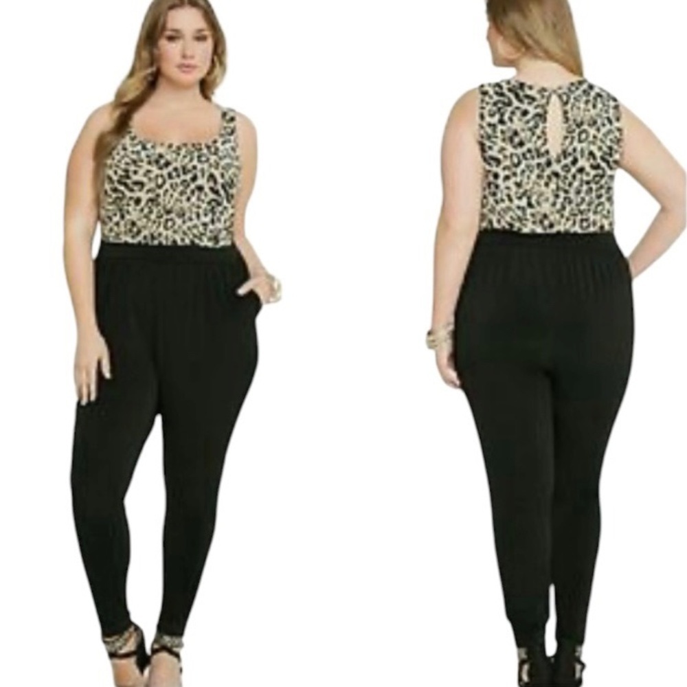 Torrid Leopard Print Jumpsuit Black women’s size xxl